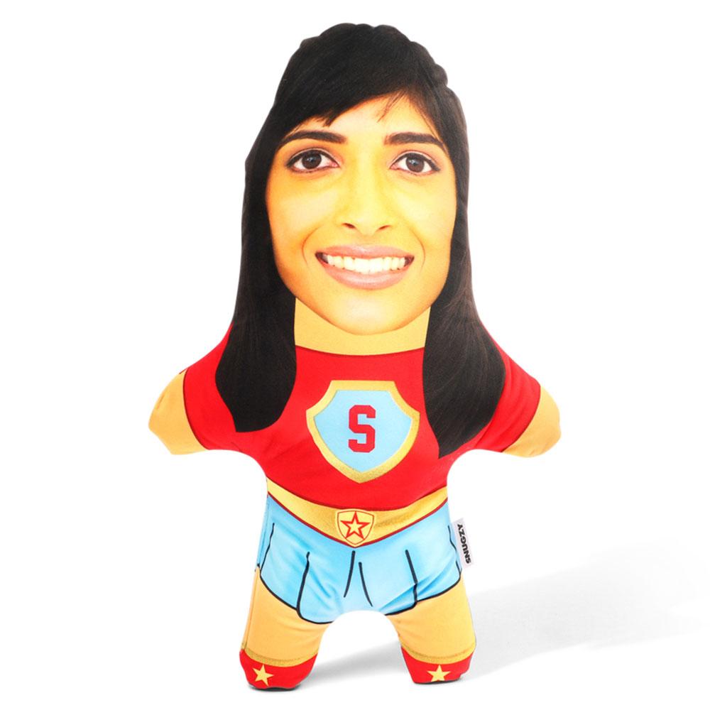 Red Superhero Female Face Pillow