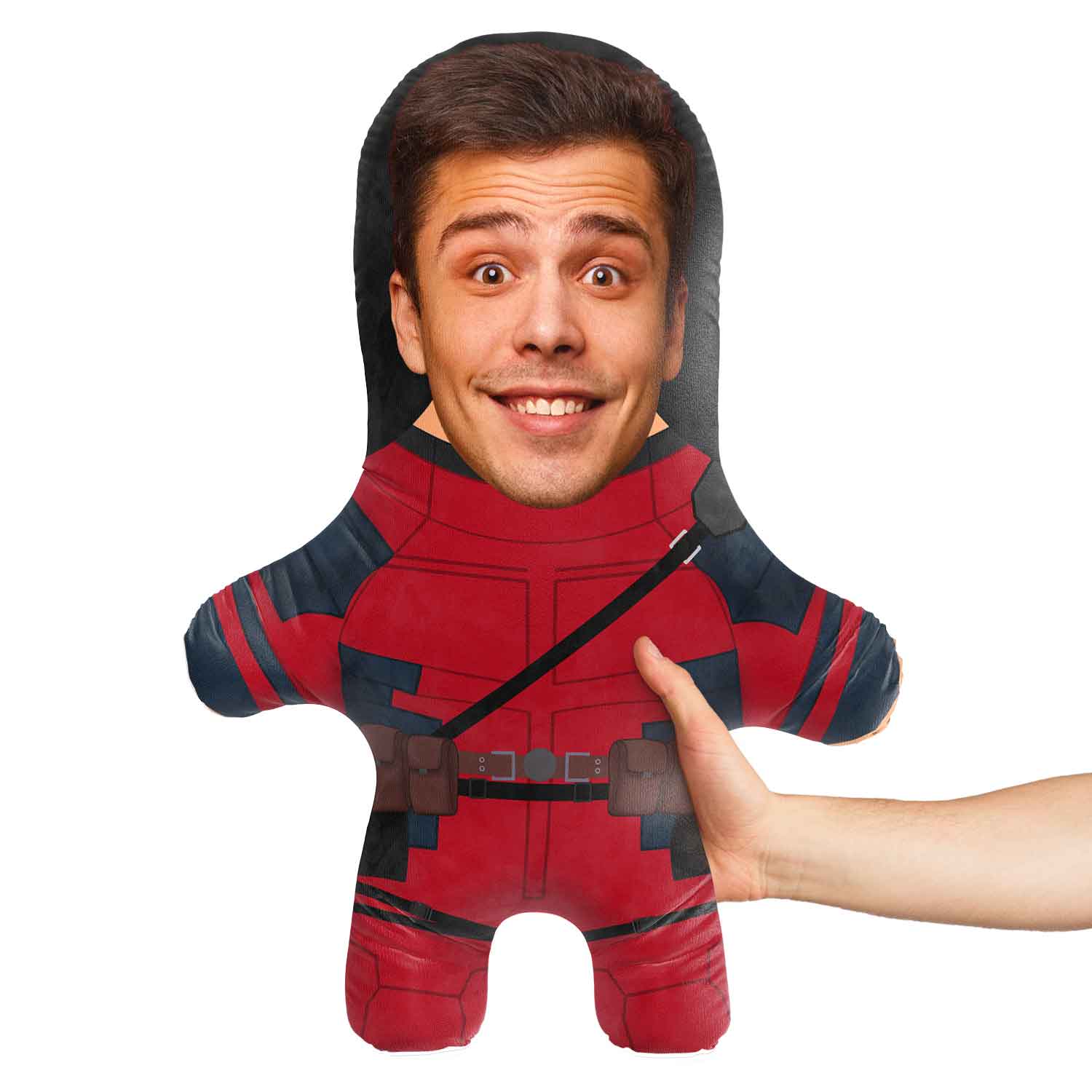 Red Action Superhero Face Pillow