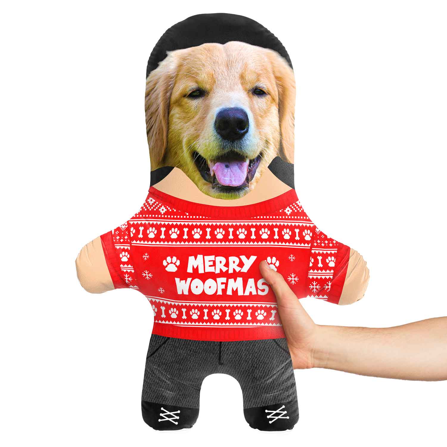 Merry Woofmas Face Pillow