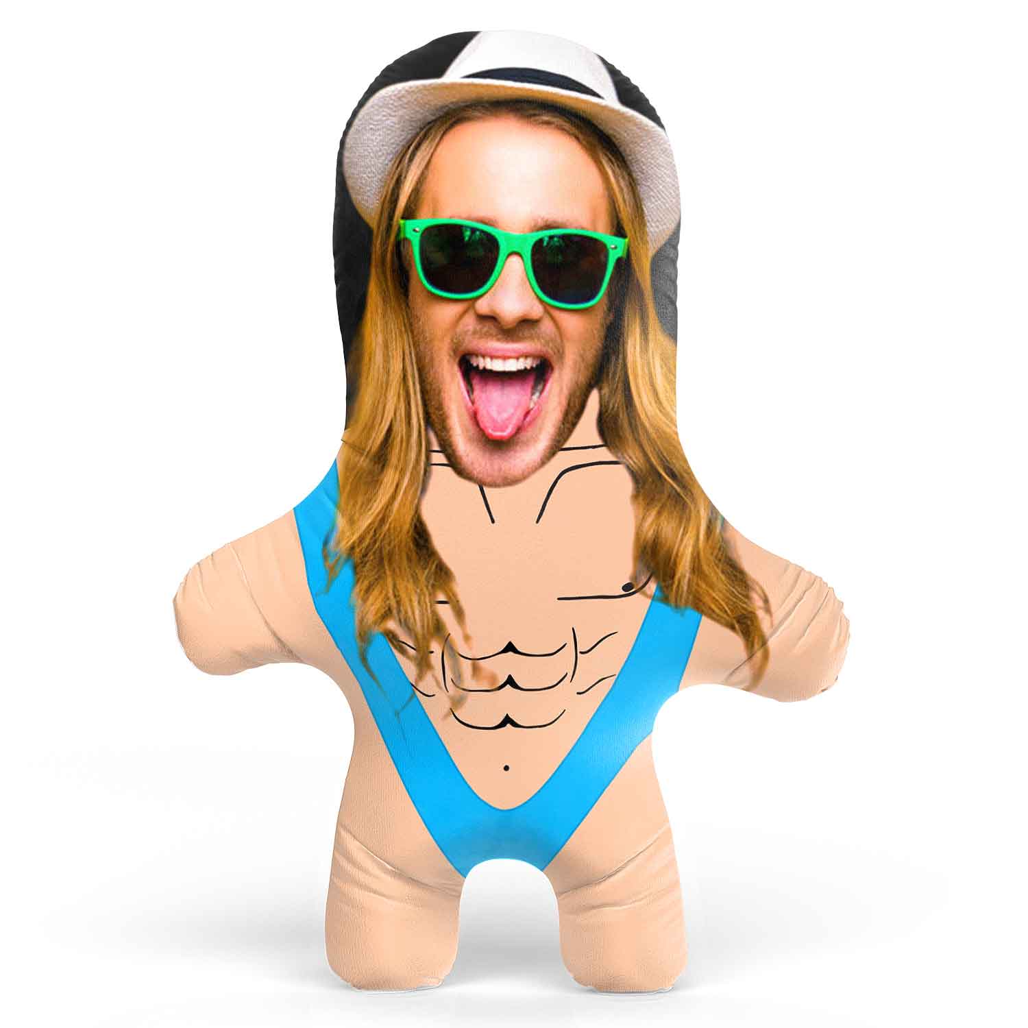Mankini - Blue Face Pillow