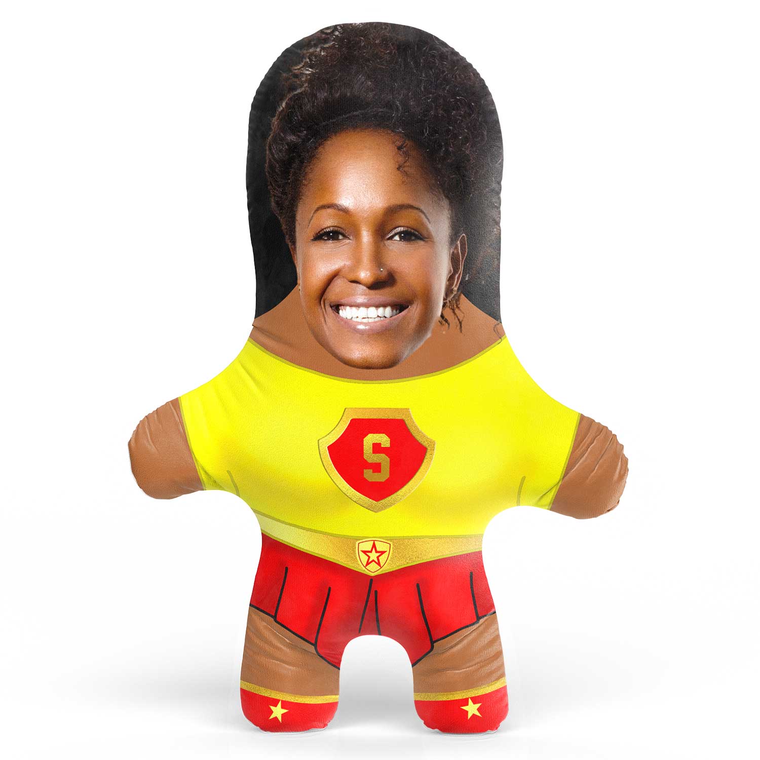 Yellow Superhero Female Face Pillow
