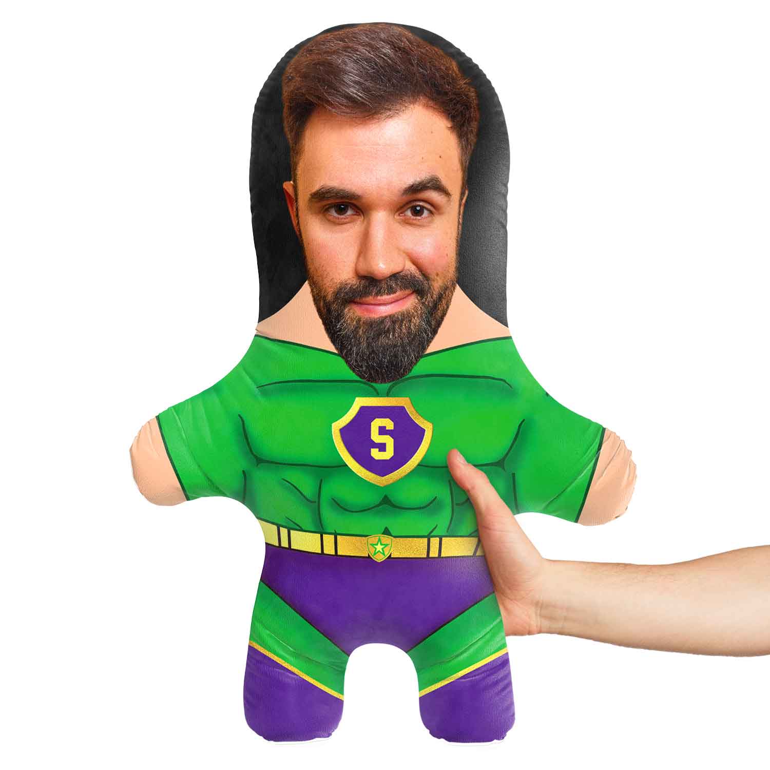Green Superhero Male Face Pillow
