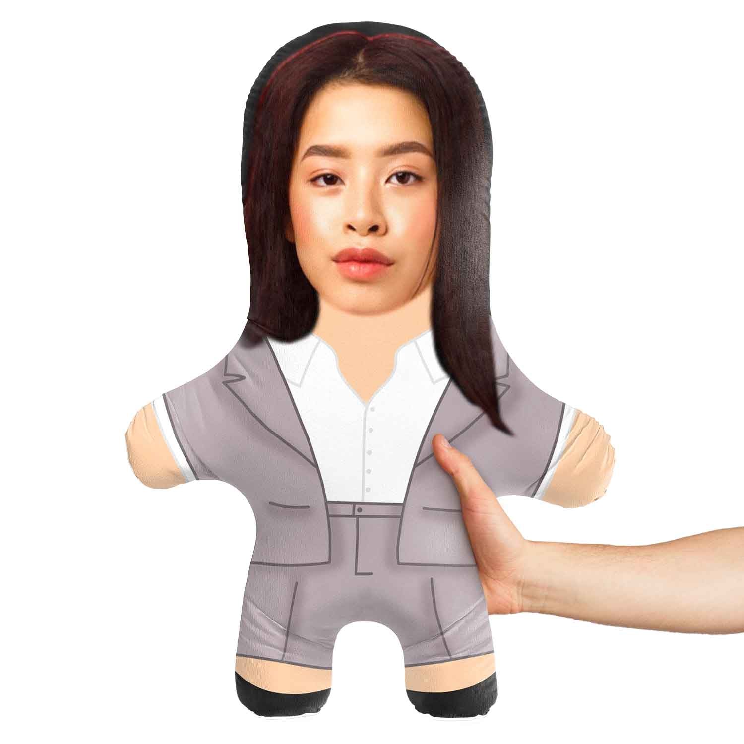 Suited Female Face Pillow