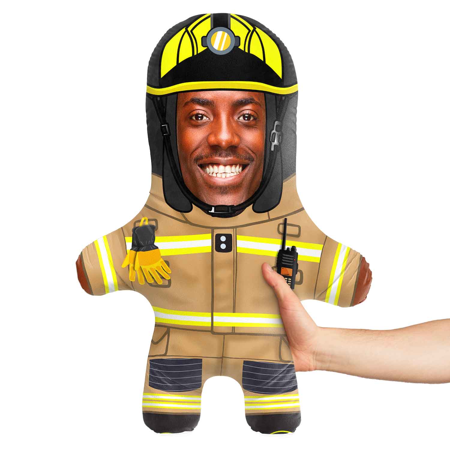 photo pillow featuring a fireman