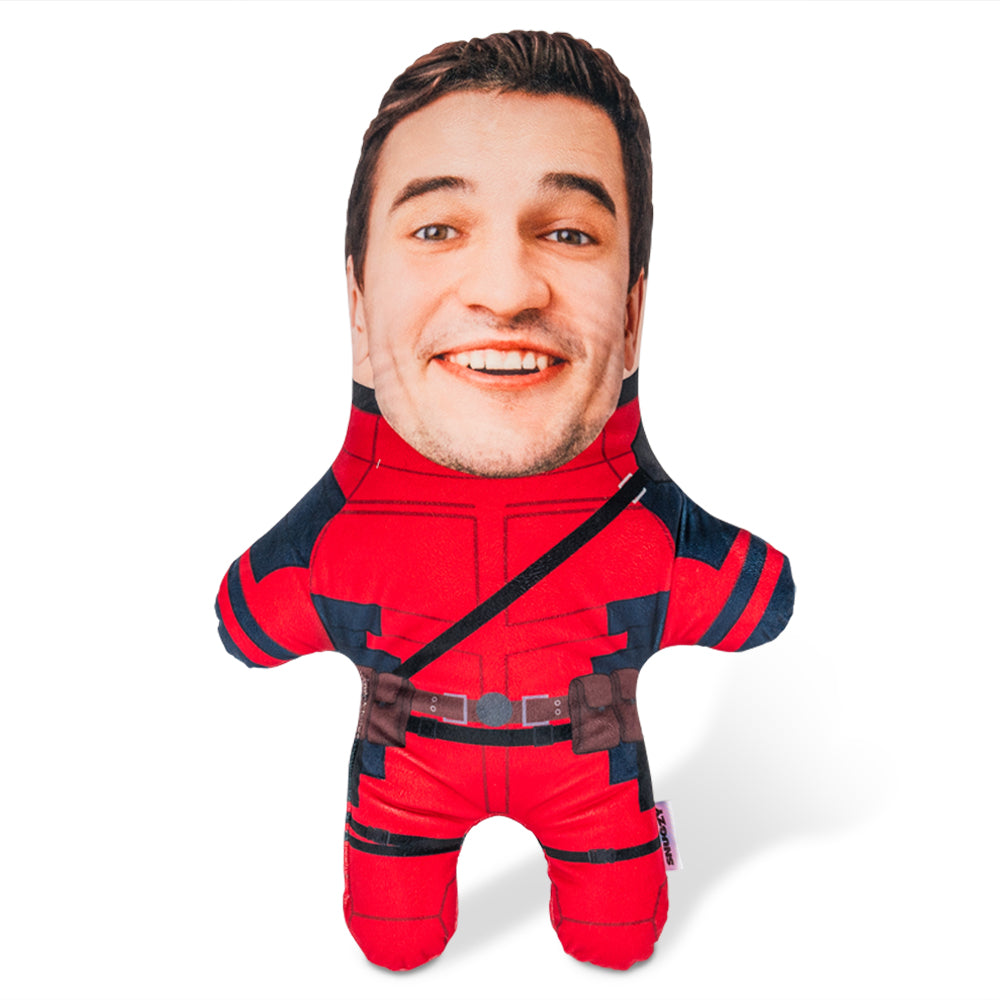 Red Action Superhero Face Pillow