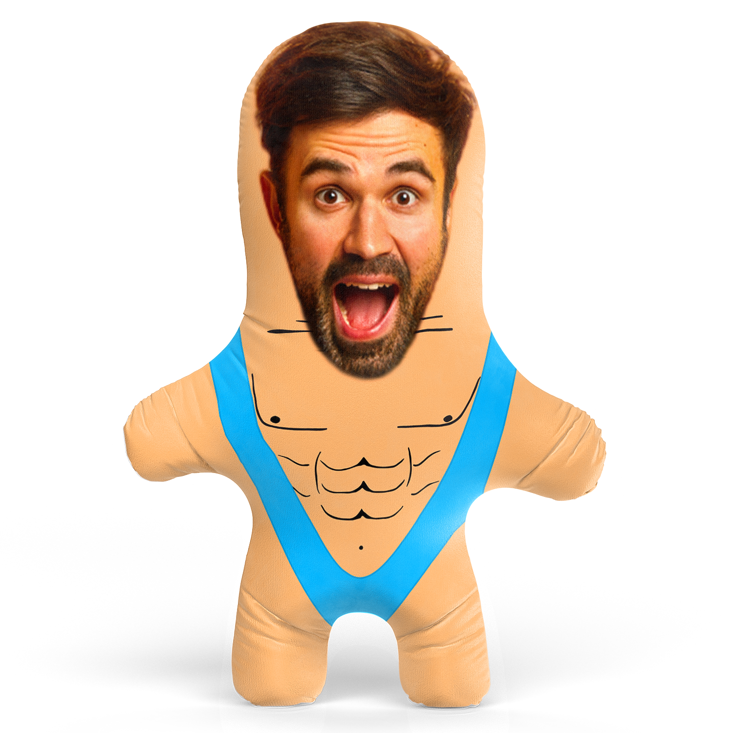 Mankini - Blue Face Pillow