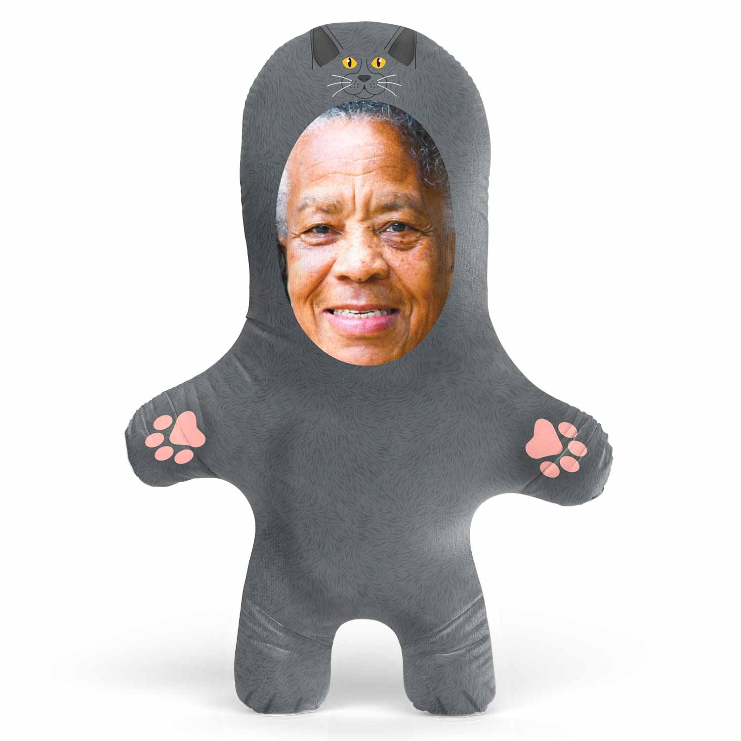 Grey Cat Face Pillow