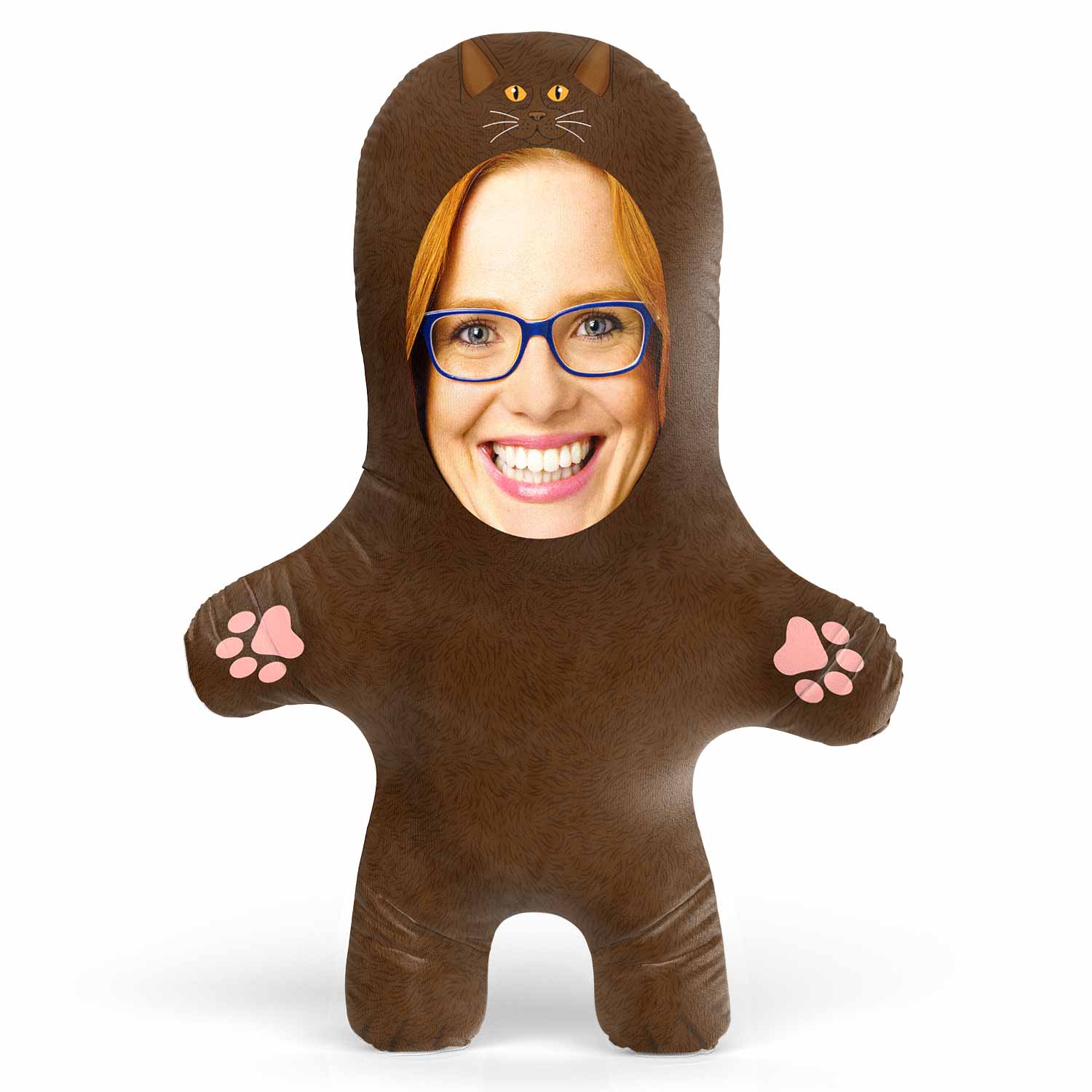 Brown Cat Face Pillow