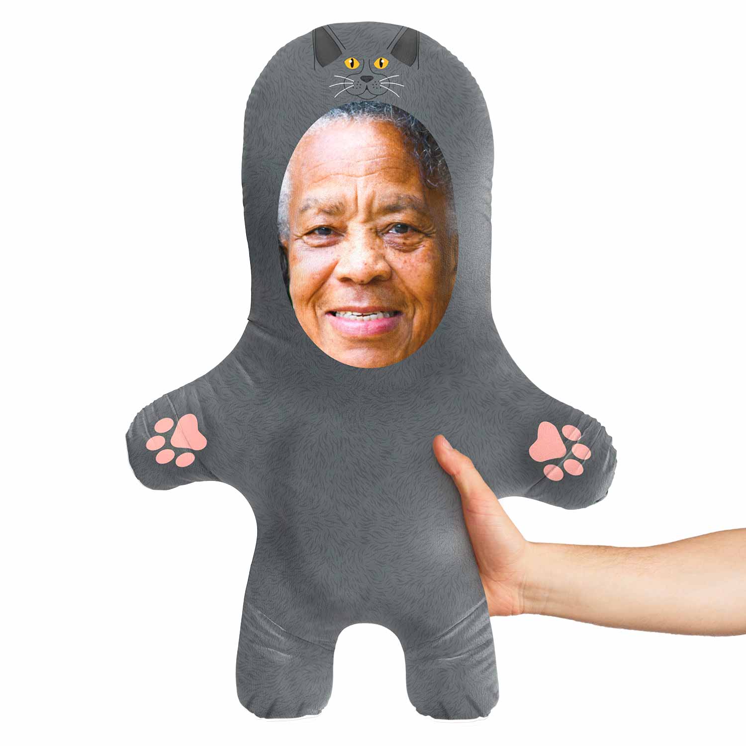 Grey Cat Face Pillow