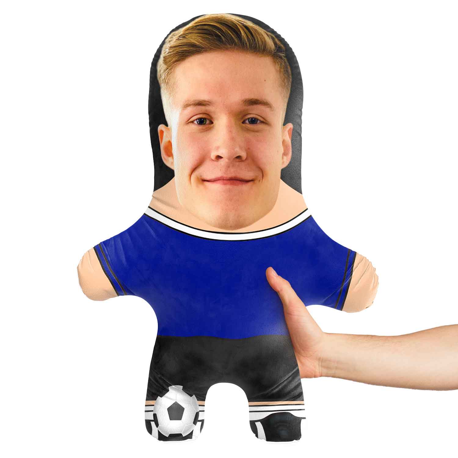 Blue Soccer Jersey Face Pillow