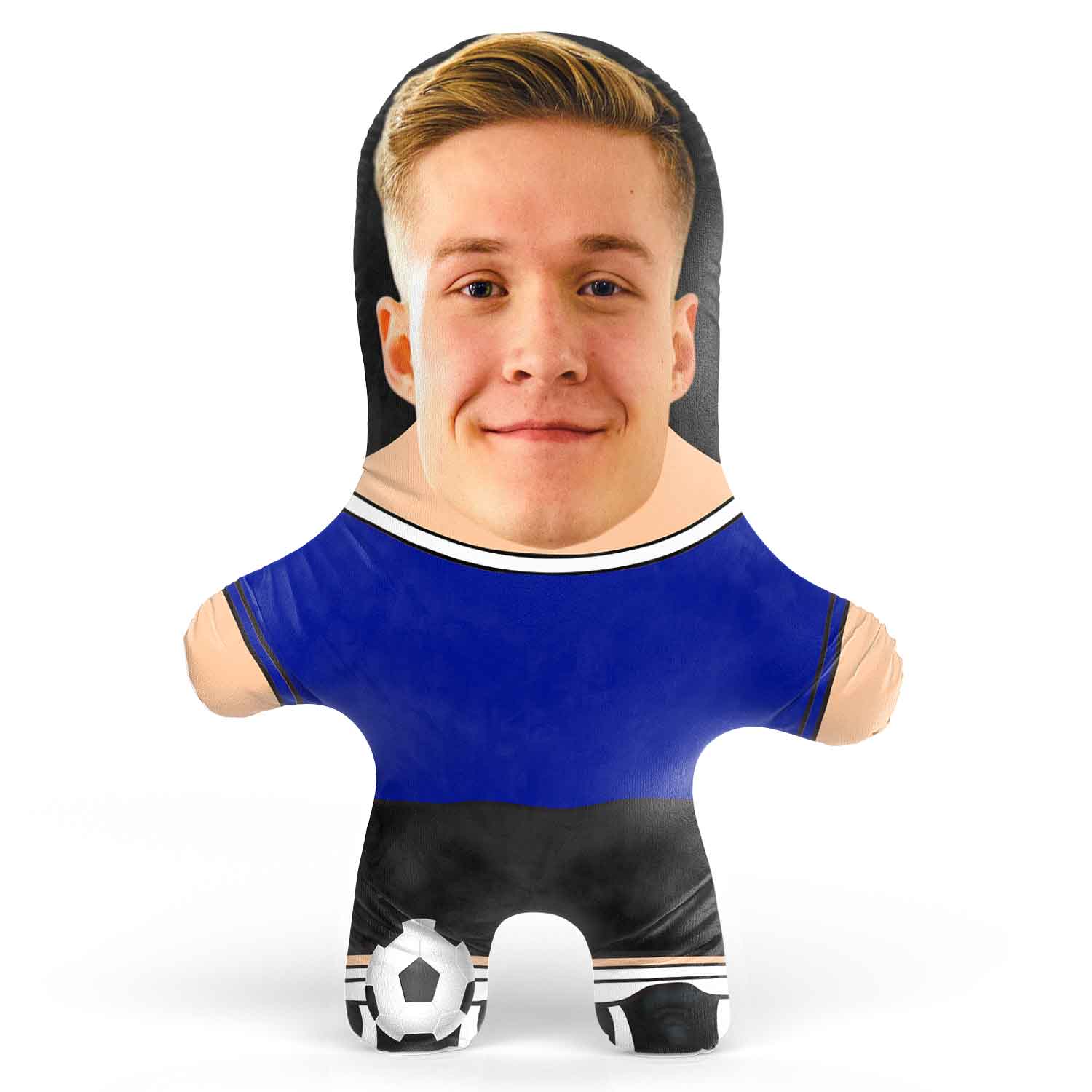 Blue Soccer Jersey Face Pillow