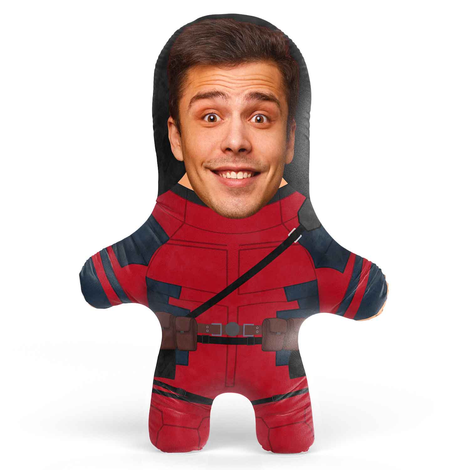 Red Action Superhero Face Pillow