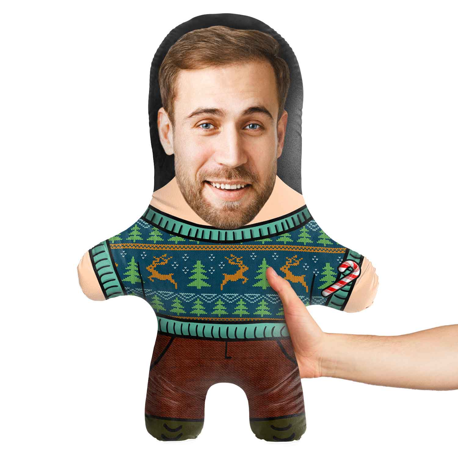 Christmas Reindeer Jumper Face Pillow