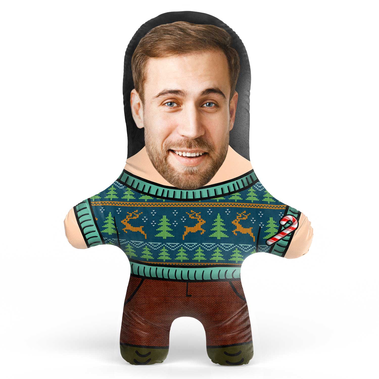 Christmas Reindeer Jumper Face Pillow