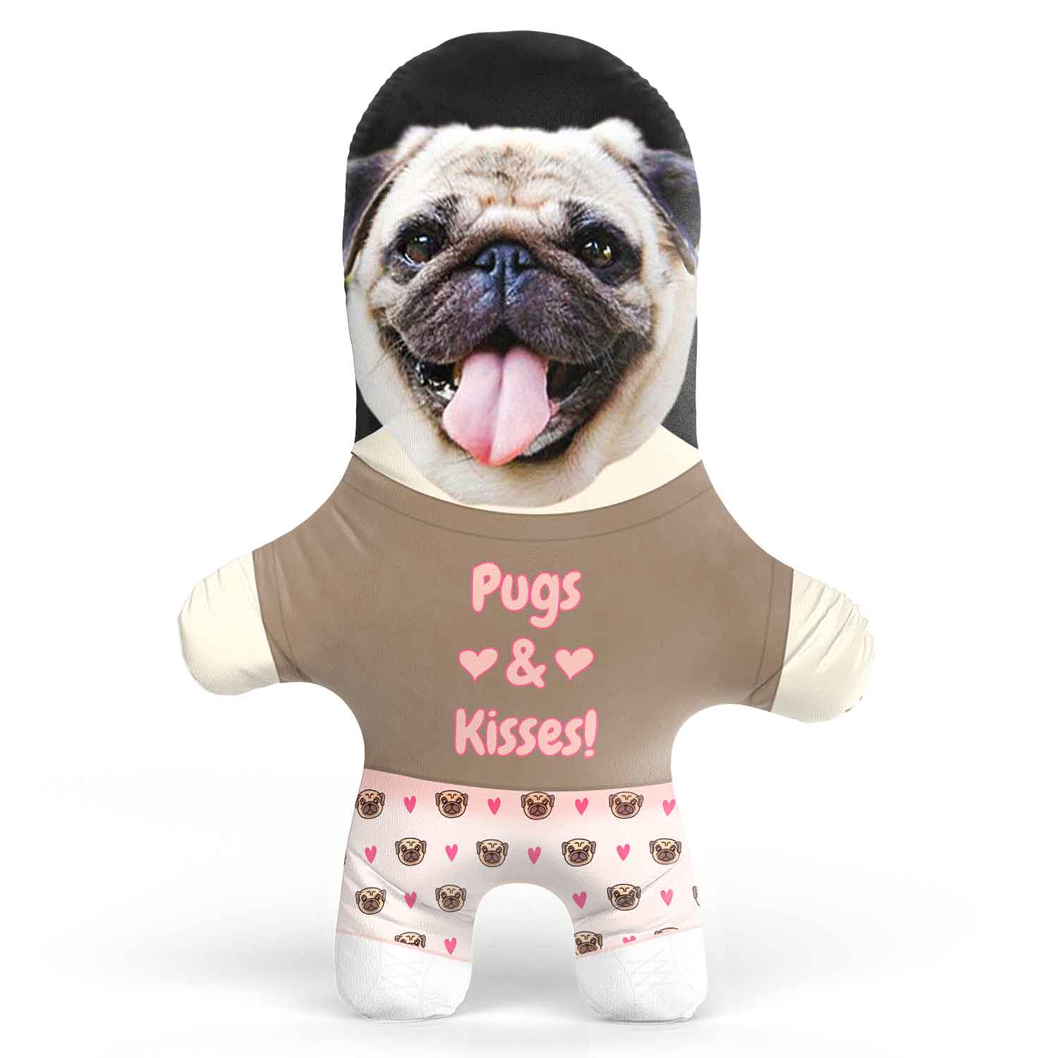 Pugs and Kisses Face Pillow