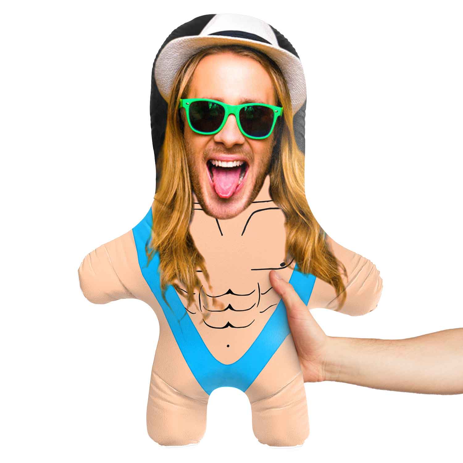 Mankini - Blue Face Pillow