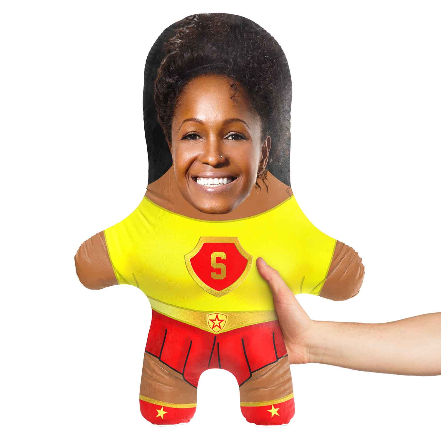Yellow Superhero Female Face Pillow