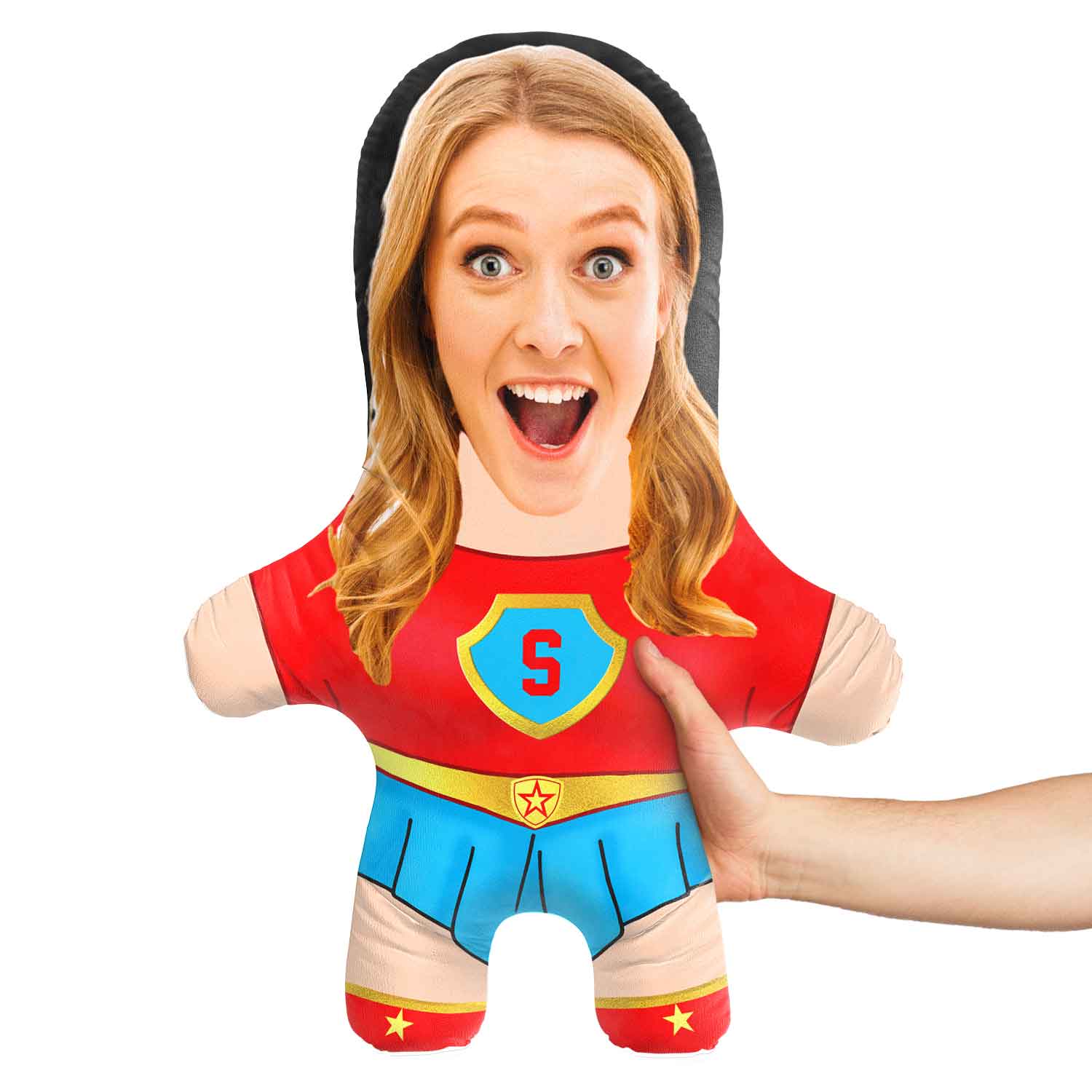 Red Superhero Female Face Pillow