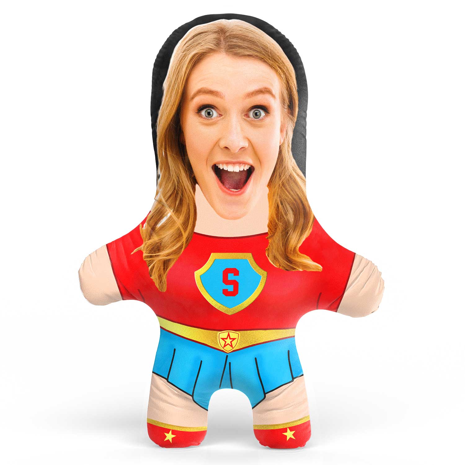 Red Superhero Female Face Pillow