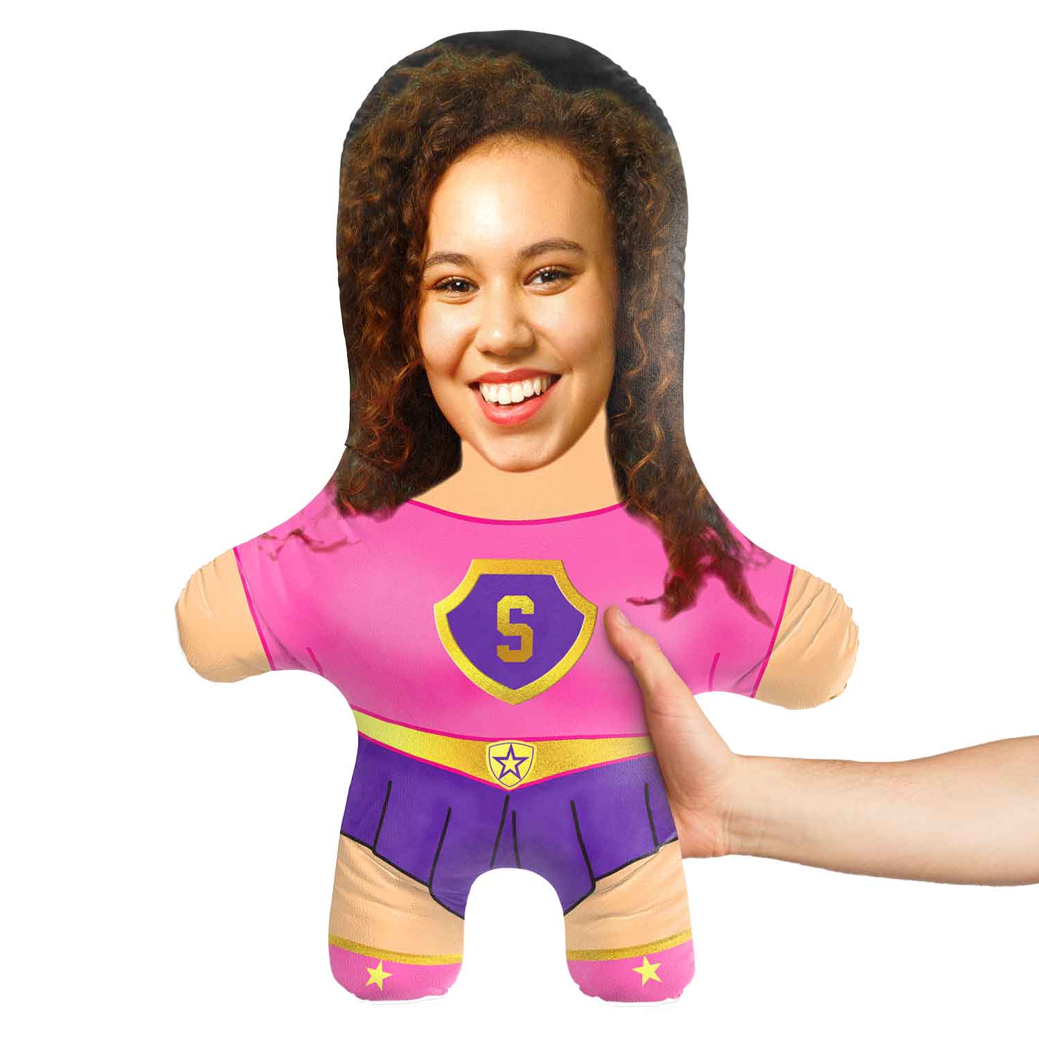 Pink Superhero Female Face Pillow