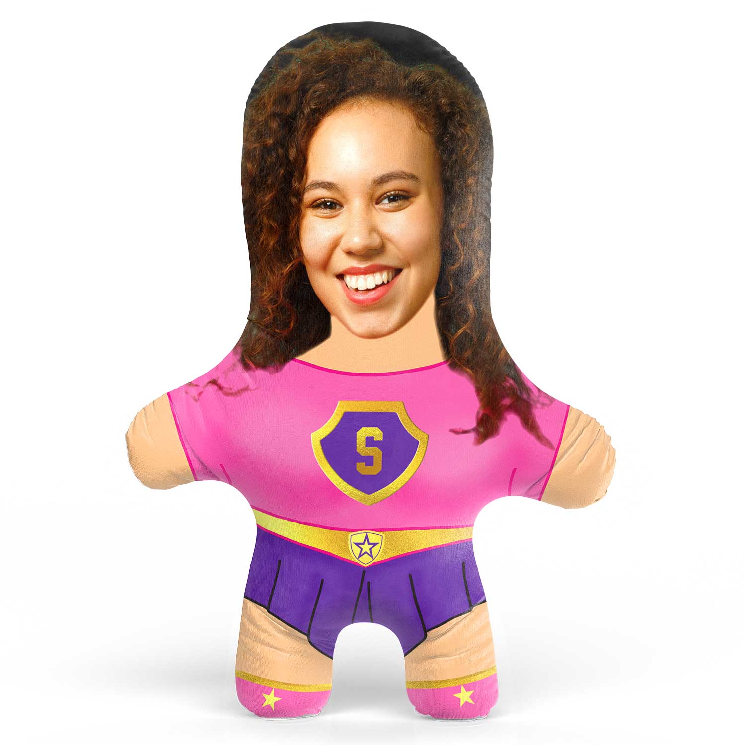 Pink Superhero Female Face Pillow