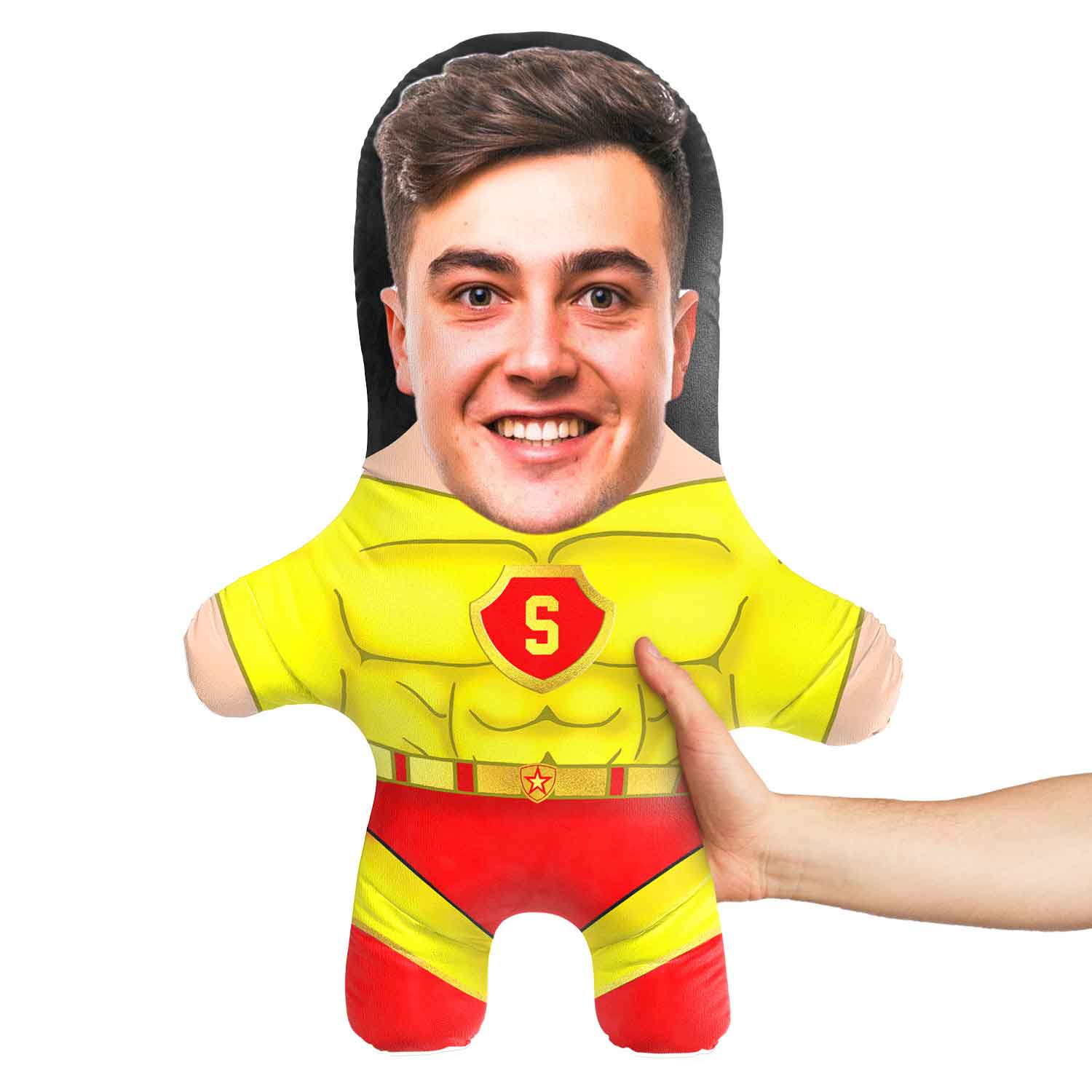 Yellow Superhero Male Face Pillow