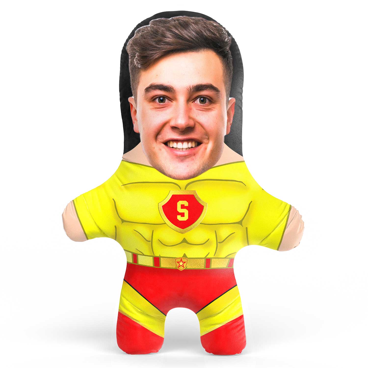 Yellow Superhero Male Face Pillow