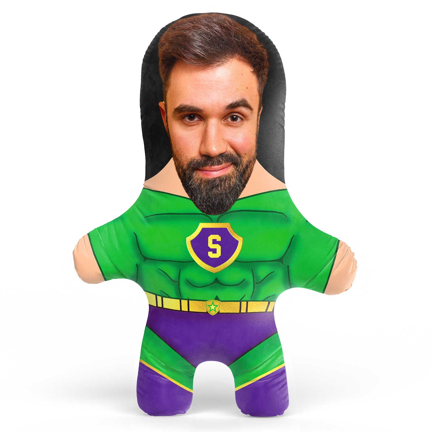 Green Superhero Male Face Pillow