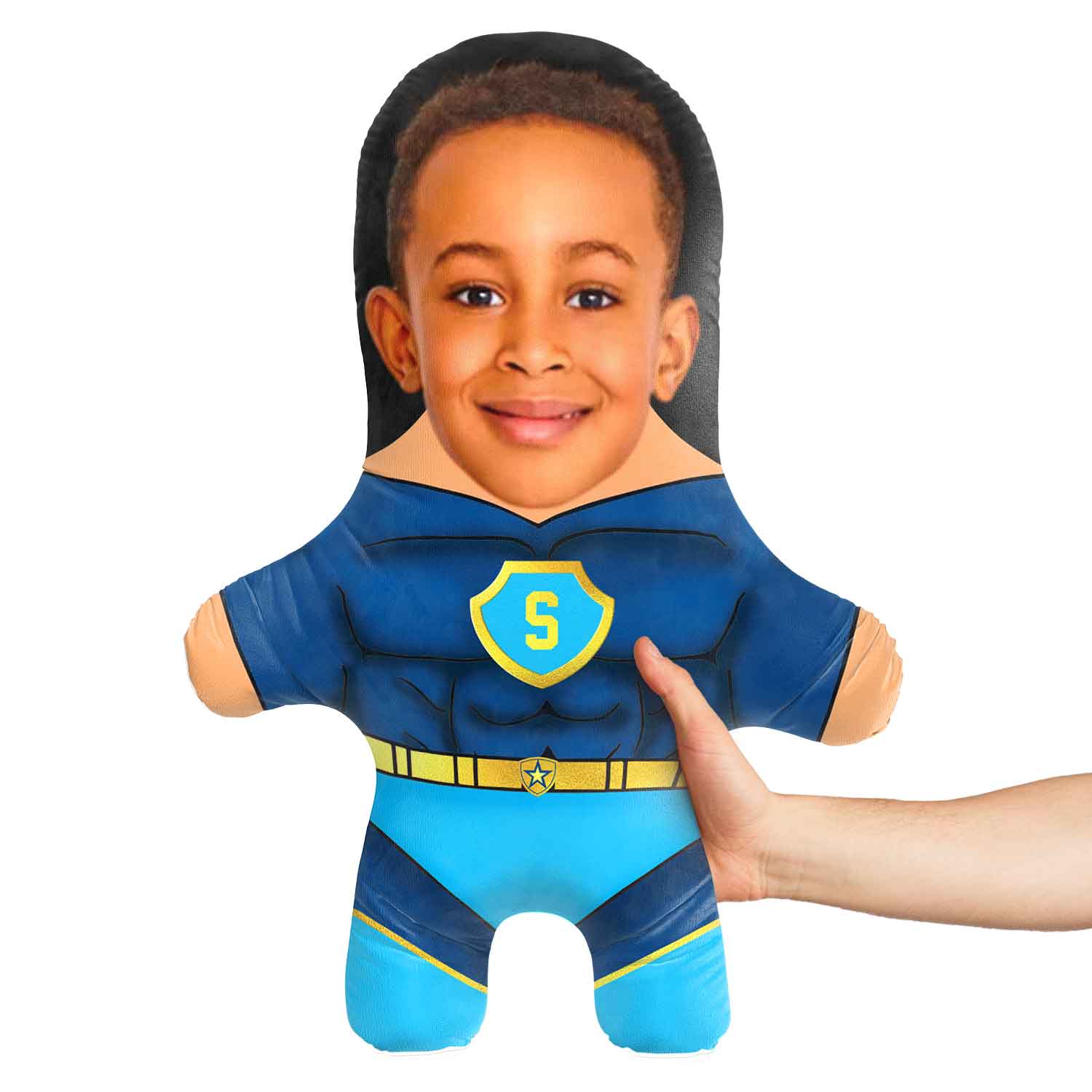 Blue Superhero Male Face Pillow