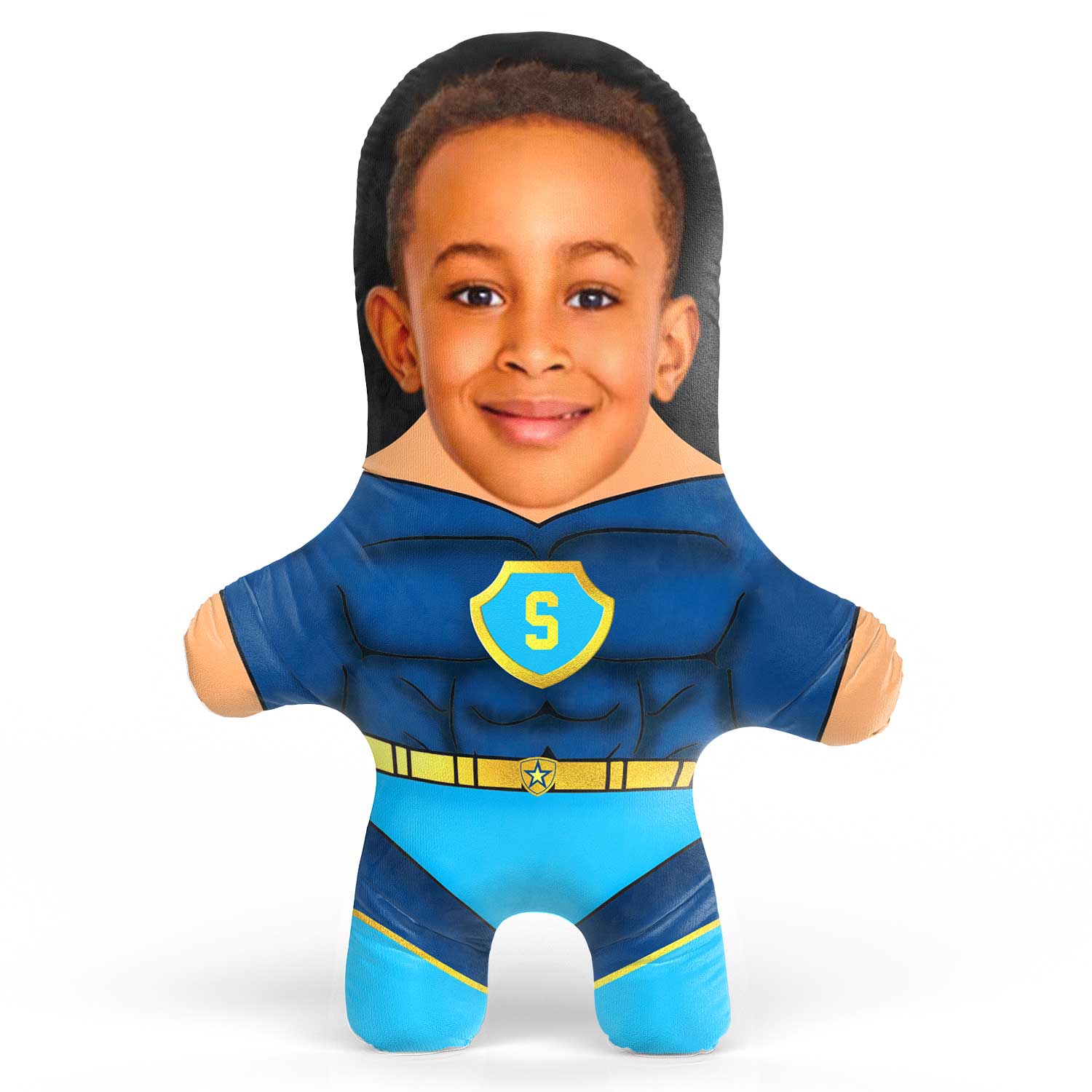 Blue Superhero Male Face Pillow