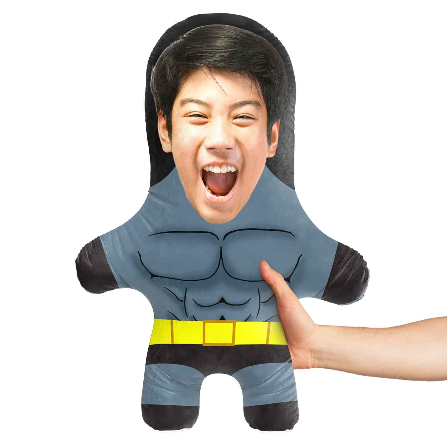 Superhero Grey & Black Face Pillow