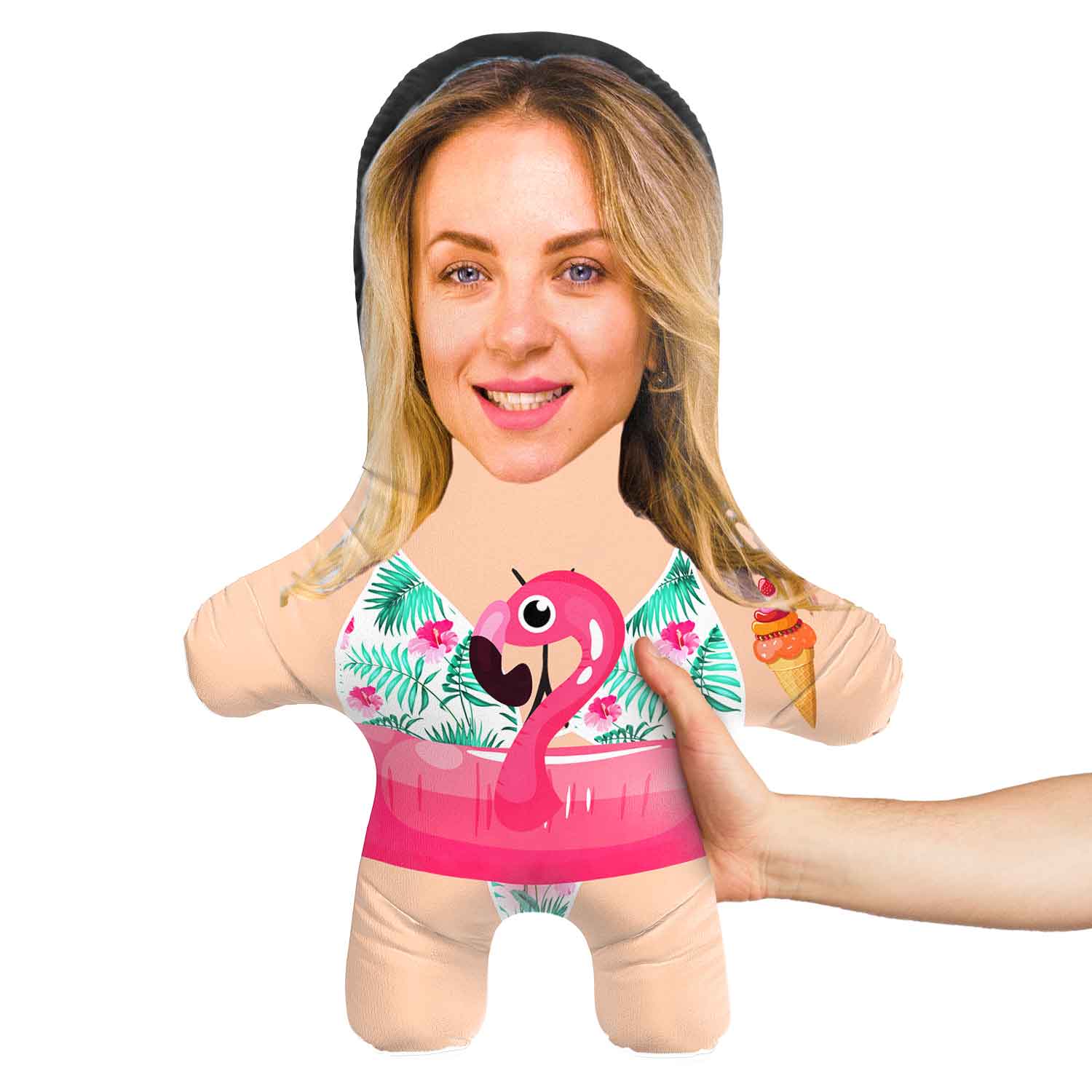 Flamingo Rubber Ring Face Pillow