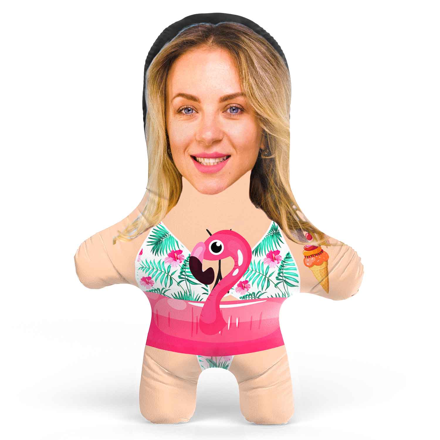 Flamingo Rubber Ring Face Pillow
