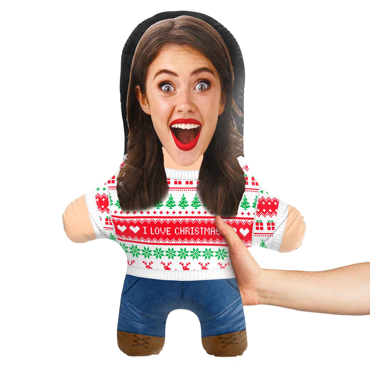 I Love Christmas Face Pillow