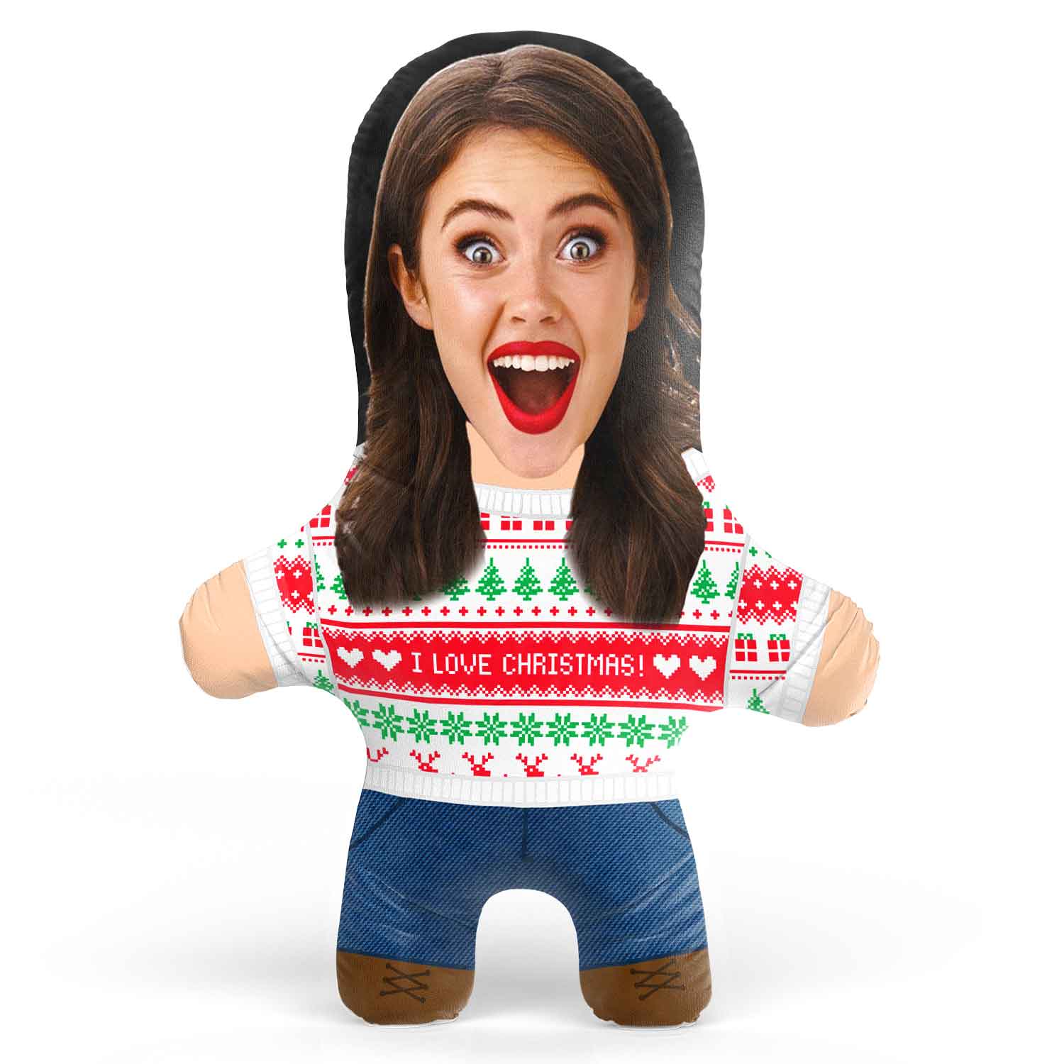 I Love Christmas Face Pillow